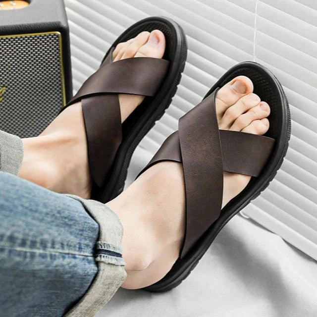 Mavrin Cross Leather Sandals