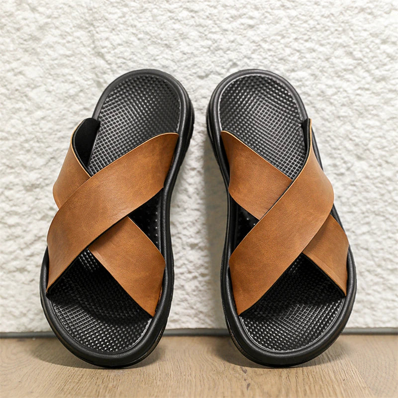 Mavrin Cross Leather Sandals