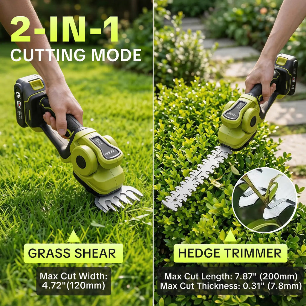 SEESE Cordless 2-in-1 Grass Shear & Shrub Trimmer
