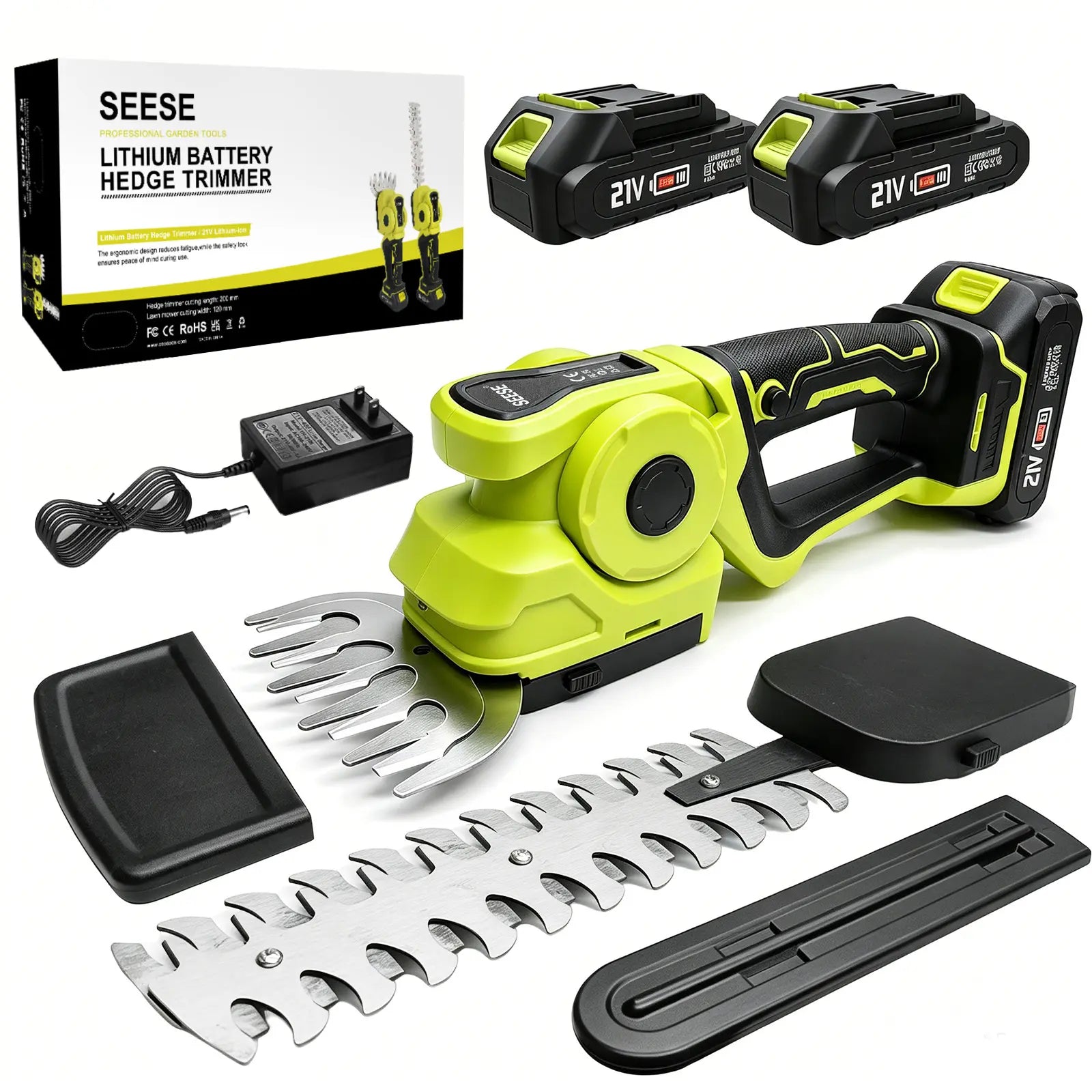 SEESE Cordless 2-in-1 Grass Shear & Shrub Trimmer